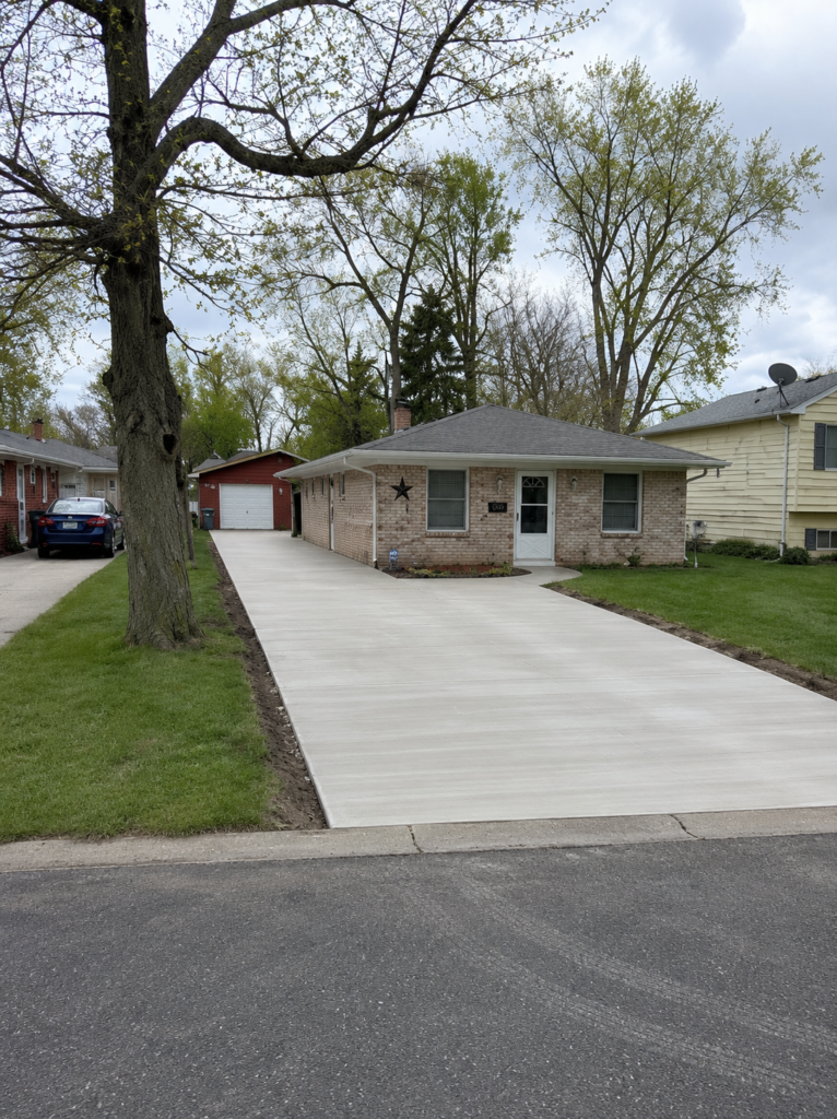 Asphalt driveway leading to a residential home.